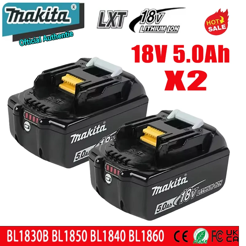 100% Genuine Makita 18V Battery 5Ah 6Ah BL1850B Li-ion Replacement Battery BL1850 BL1860B BL1860 BL1840B BL1830B BL1830 LXT-400