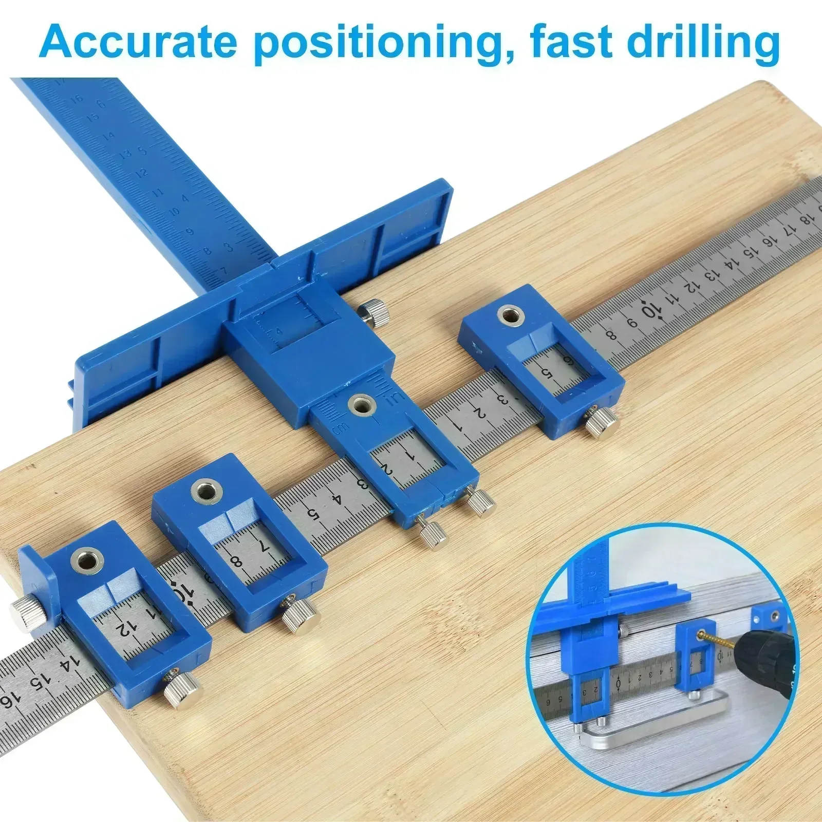 

Cabinet Hardware Jig High Precision Aluminum Alloy Drilling Guide Detachable Portable Carpenter Cabinet Hardware Template Tool