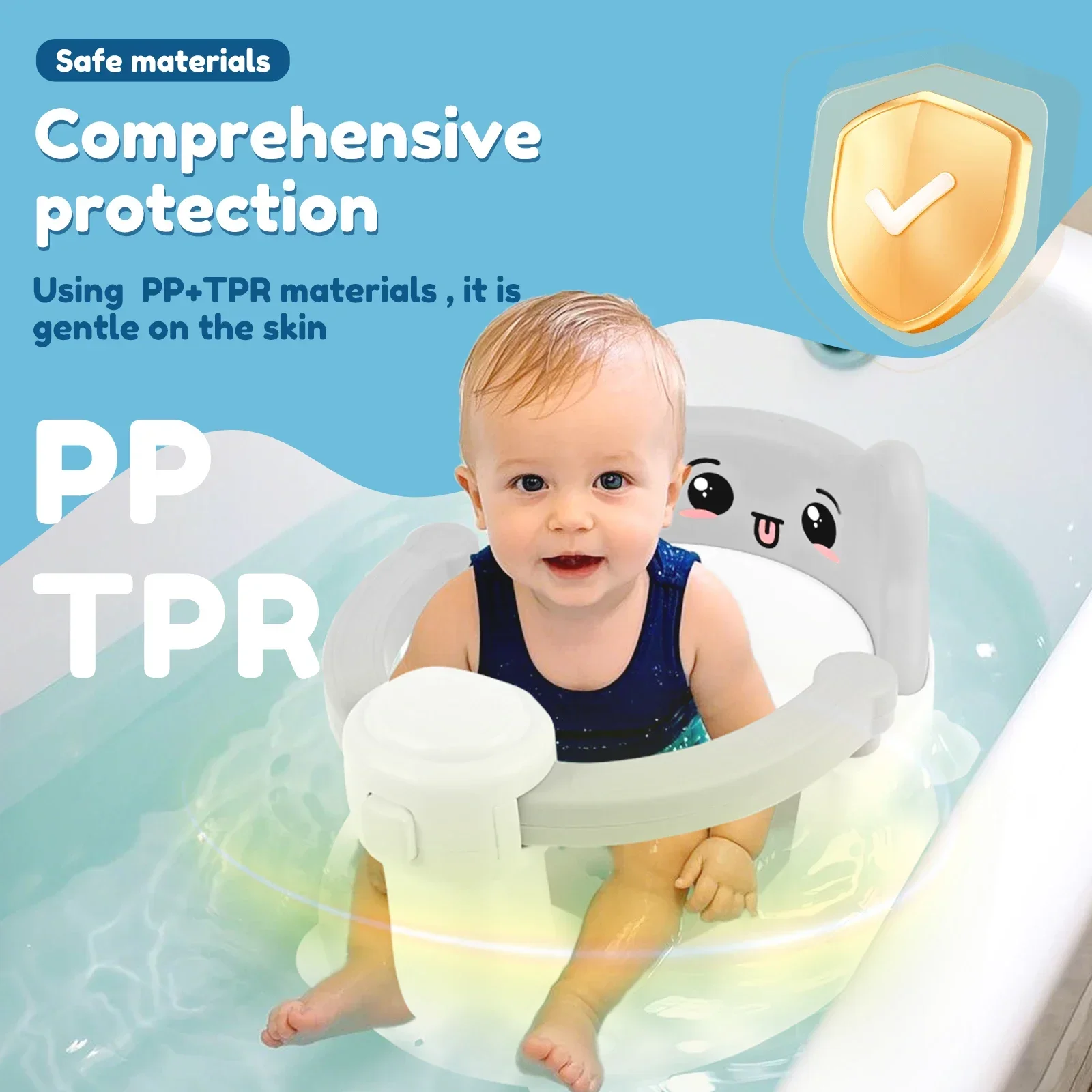 Baby Bath Seat Cute Baby Bathtub Chair with 4 Nonslip Suction Cup and Drainage Hole Portable Infant Bath Seat for 6 to 24 Months view 2