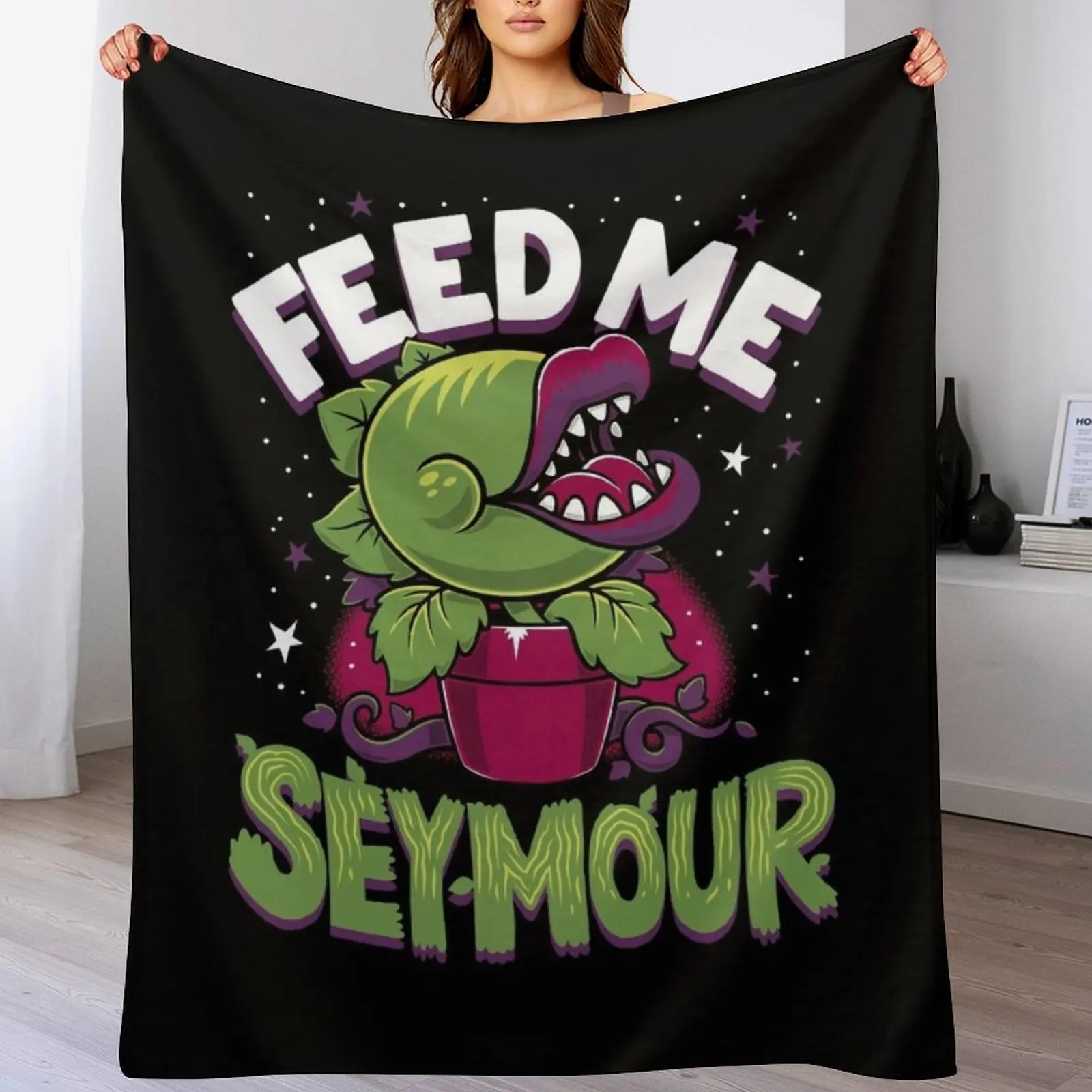 

Spooky Horror Feed Me - Creepy Cute Audrey Plant - Horror Musical Throw Blanket warm winter Nap Thin Summer Blankets