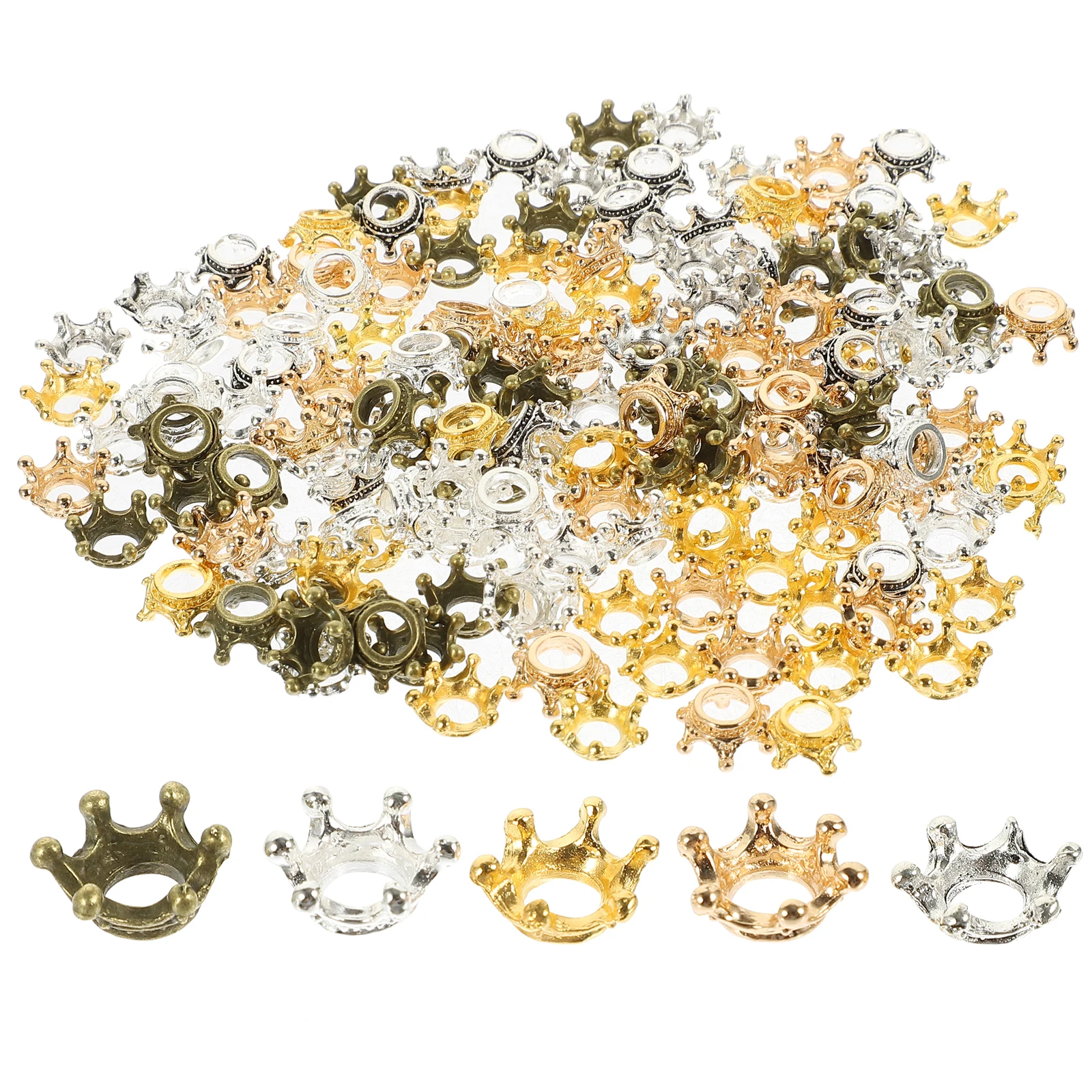 

150 Pcs Crystal Glue Jewelry Crown Embellishment Vintage Alloy Charms Bracelet Pendants for Earrings Small Accessories