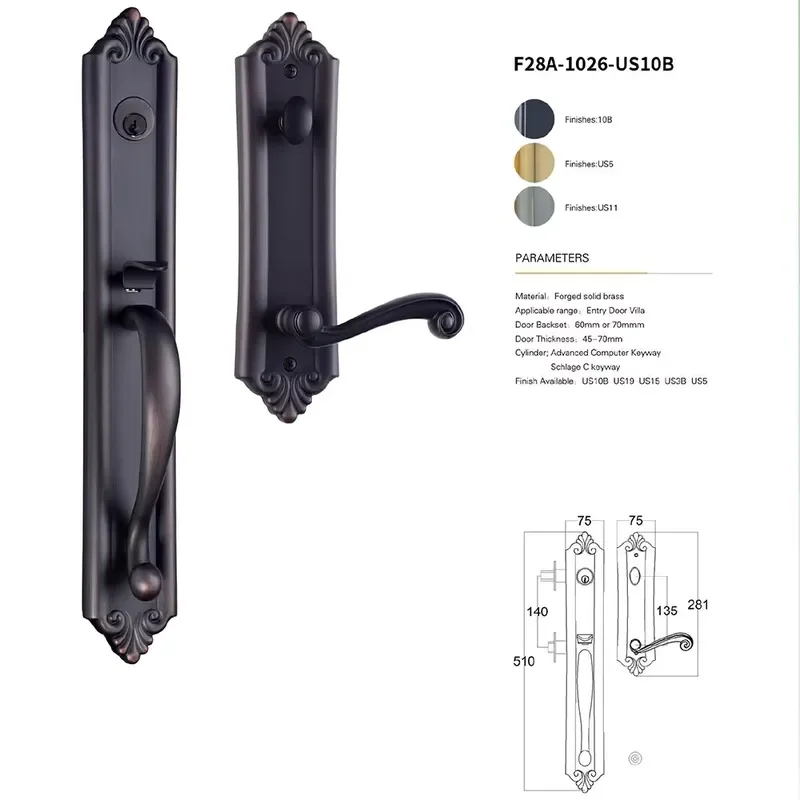 Silent Split Wooden Door Lock Set for Indoor Bedroom European Style Wholesale Hardware Fitting Quiet Latch Mechanism European