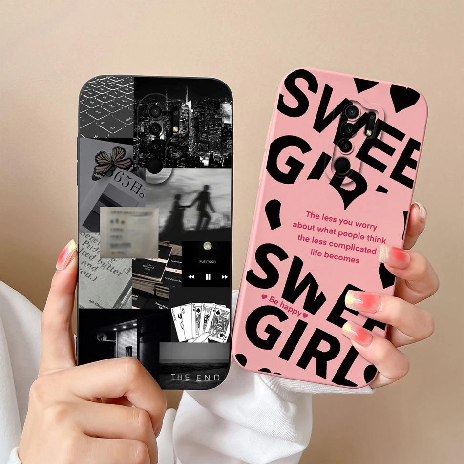 สําหรับ Redmi 9 9A 9C 9T น่ารักออกแบบซิลิโคนเหลวนุ่มสําหรับ Xiaomi Redmi9 ป้องกันกันกระแทกปกหลัง