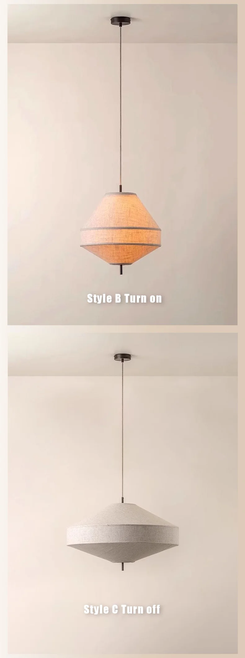 Japanese Wabi Sabi Fabric Pendant Light image 6