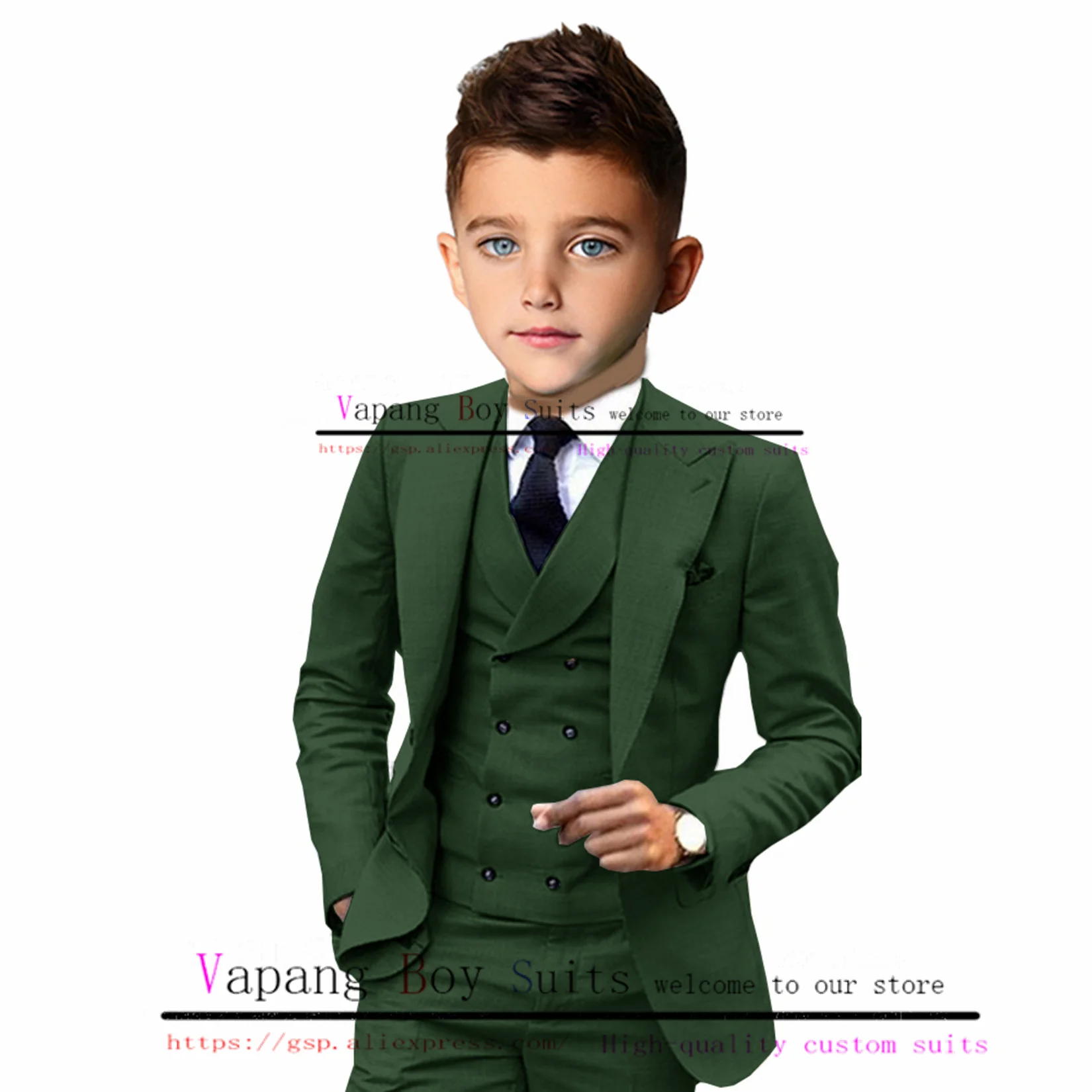 Boys Suit Wedding Tuxedo 3-Piece Set Pants Vest Bow Tie Formal Kids Blazer Set Fashion Clothes for Child