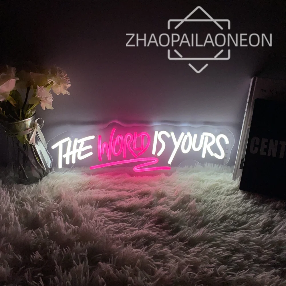 Imagem -03 - The World is Yours Neon Led Sign Lamp Quarto Decoração do Quarto Sinais de Luz Festa Decoração do Casamento Bar Coffee Shop Usb