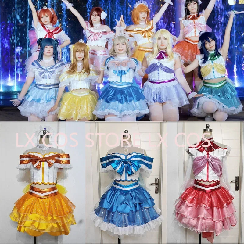 Max Anime Sunshine Aqours Love Aquarium Chika Ruby Dia Kunan Cosplay Costume Party Sexy Rhinestone Dress Halloween Uniform