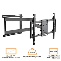 Long Arm TV Wall Mount for 32-70 Inch TV, with 31” Long Extension, Full Motion TV Mount Swivel & Tilt, Fit Max VESA 400x400mm