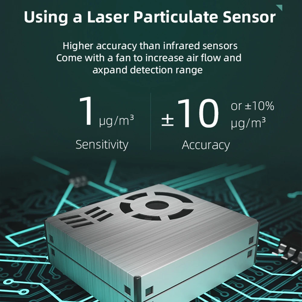 WiFi Smart Air Quality Detector Large Screen PM2.5 Monitor 4 in 1 PM2.5 Temperature Humidity Tester Alarm Clock for Home