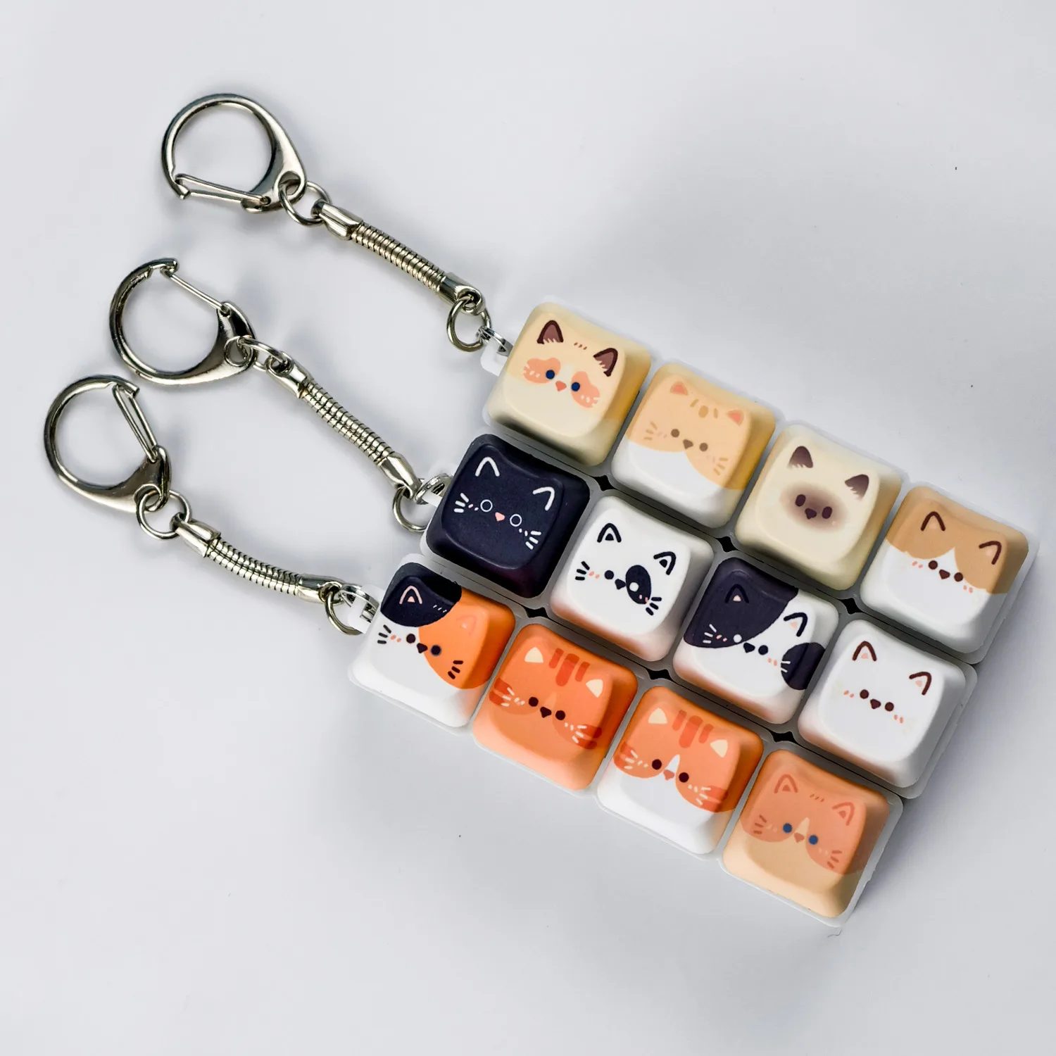 MAIMOOO Cute Cat Mechanical Keyboard Switch Tester Kawaii Keycap Keychain Creative Fidget Toy Bag Pendant Gifts for Kitten Fans