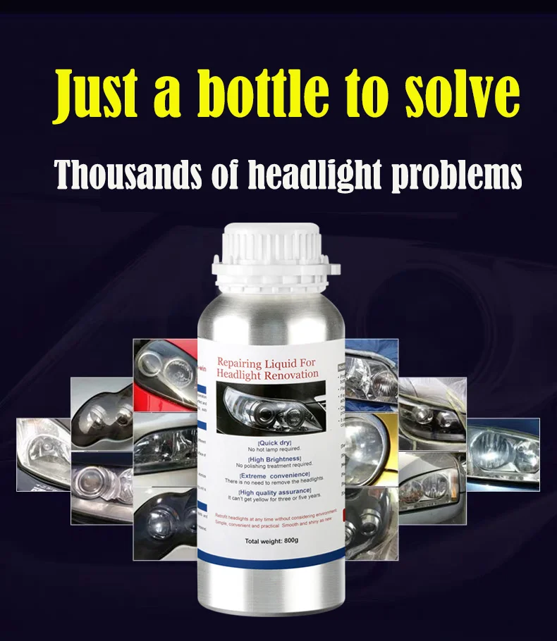 800ML Car Headlights Restoration Liquid Polymer For Headlight Polishing Repair Evaporator Liquid Fumigation Varnish Car Products