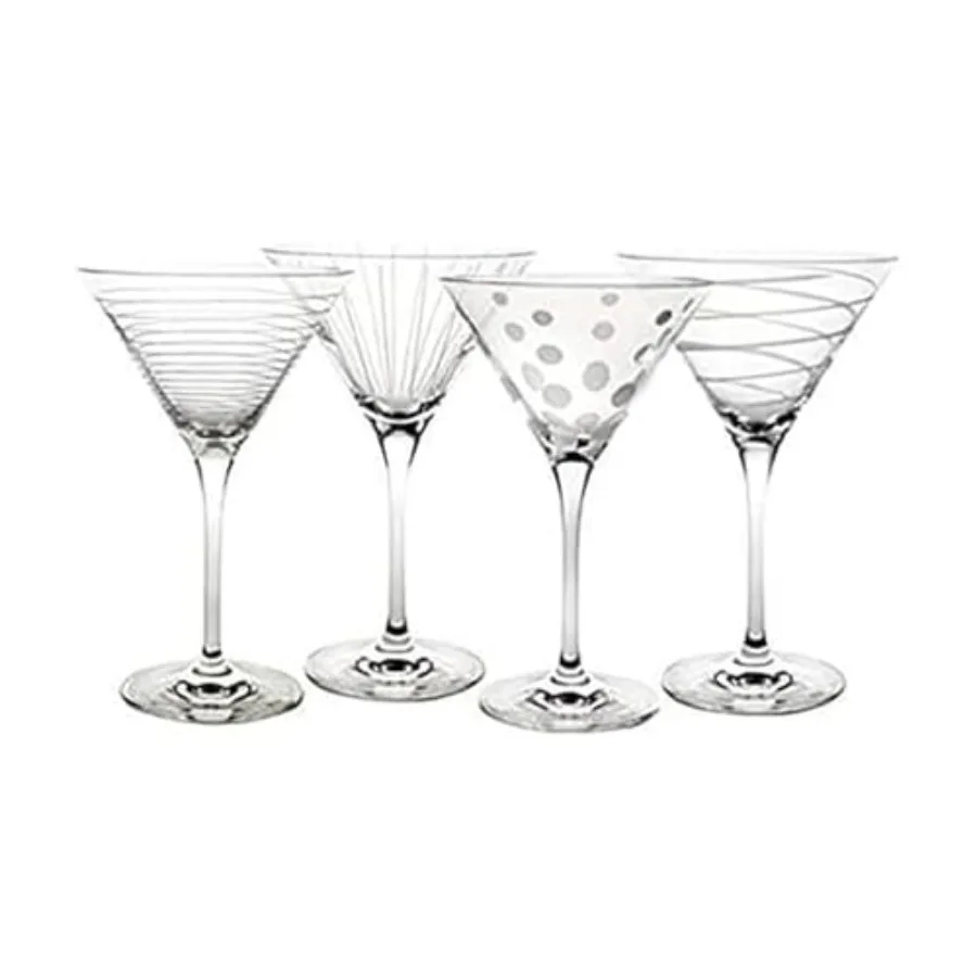 

Бокалы для мартини Cheers, 10 унций, с забавными гравированными узорами, прочные, из прозрачного стекла, набор из 4 штук, идеально подходят для вечеринок и развлечений.