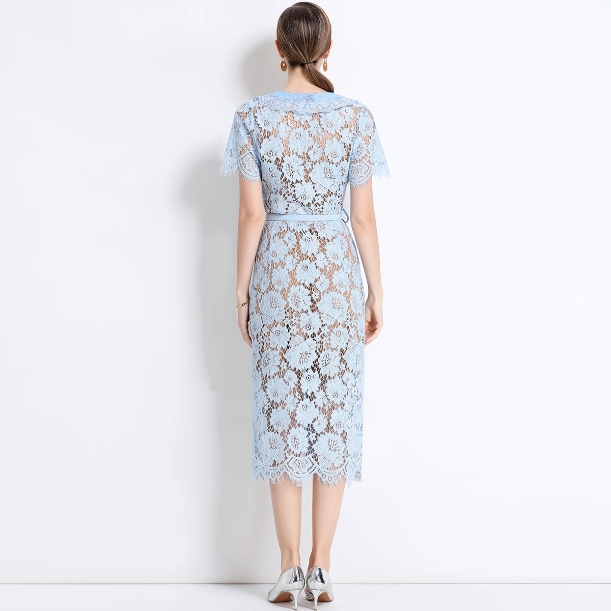 ダイヤモンド刺embroideryの女性用半袖イブニングドレス,ペンシルドレス,ミドル丈,パーティードレス,ウエディング,夏休み,ビーズ,高品質