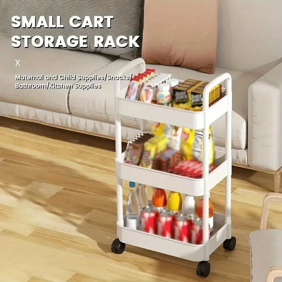 

Household Multi-layer Small Cart Storage Rack Floor To Floor Kitchen Bedroom Bathroom Storage Rack Storage Rack with Wheels