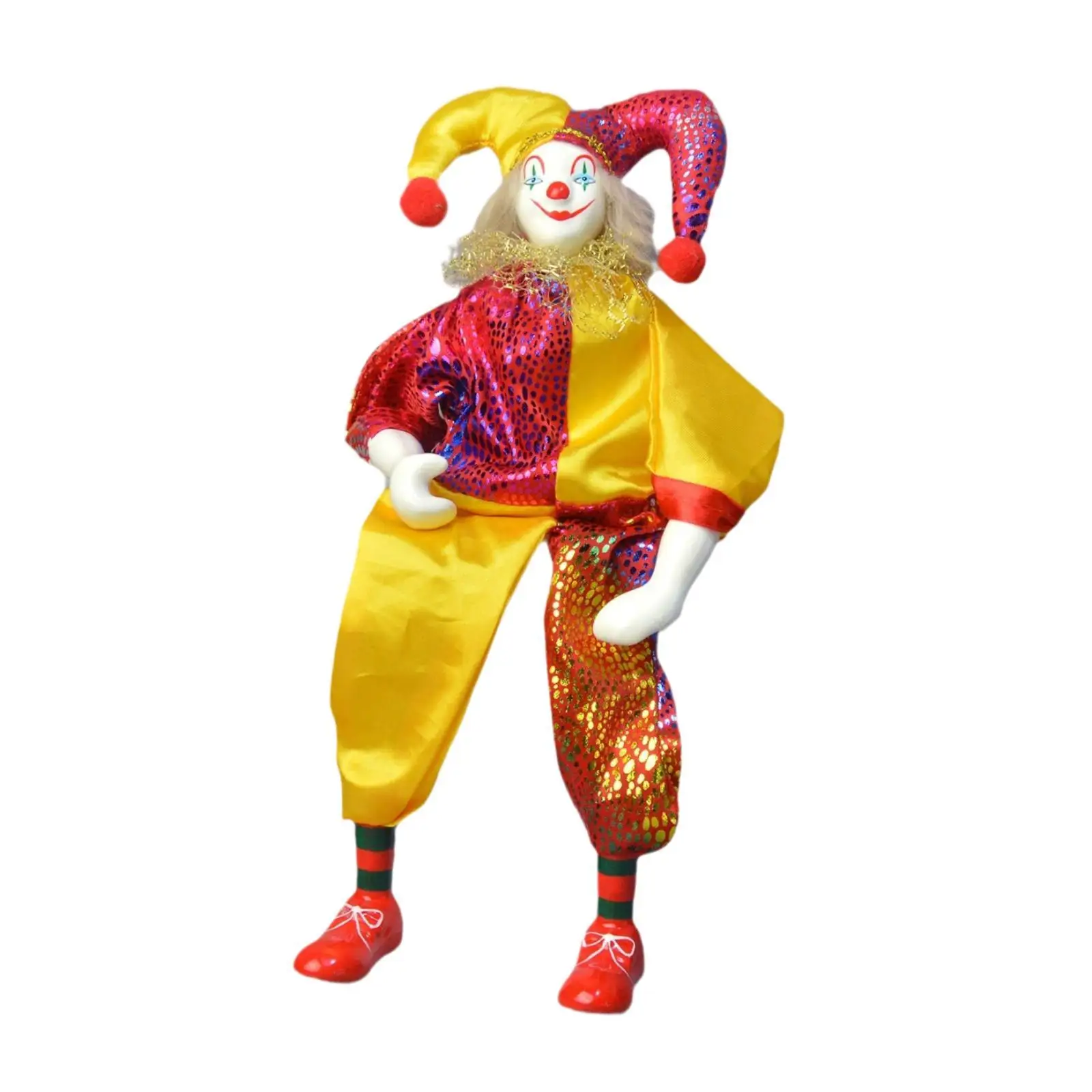 Figura de muñeca payaso de porcelana, adorno para suministros de fiesta, escritorio interior