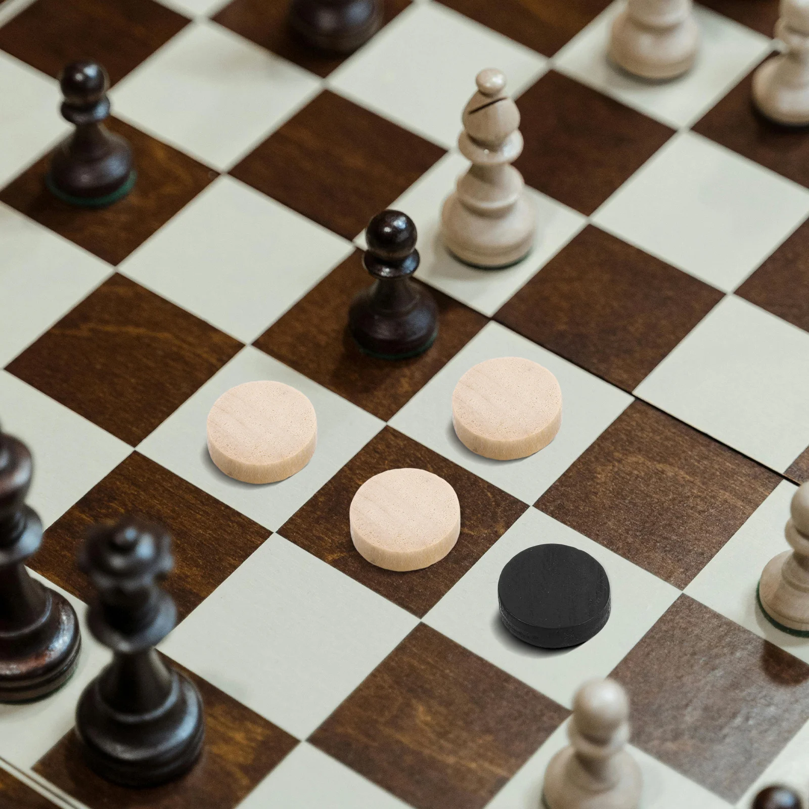 

30Pcs Wooden Chess Pieces Set Replacement Backgammon Game Pieces Board Game Accessories Light Weight Easy Carry Store Anywhere