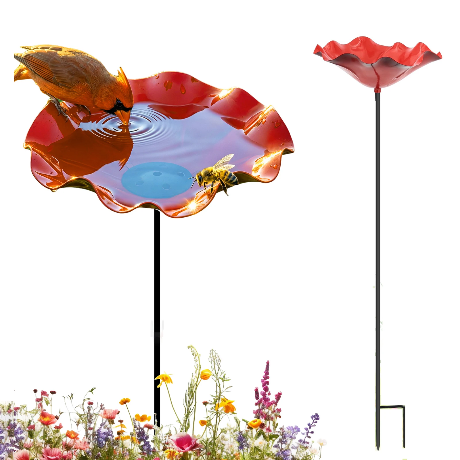 Garden Metal Bird Bath Tub Outdoor Standing Birdbath Water Bowl Decorative for Outdoor Garden Patio Yard Decorat