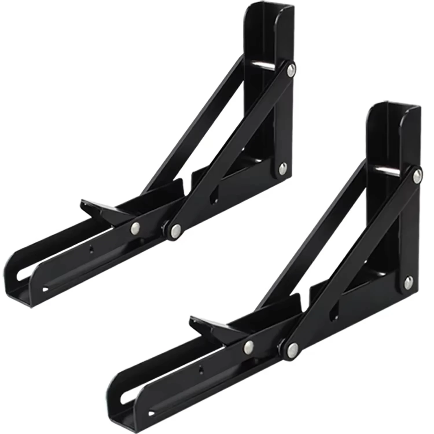 

2-piece Set Of Heavy-duty Adjustable Folding Brackets, Space-saving 90 ° Industrial-grade Carbon Steel Mounting Parts Suitable