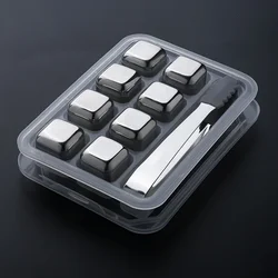 1/4/8 Pcs Stainless Steel Ice Cubes Set Reusable Chilling Stones for Whiskey Wine Wine Cooling Cube Chilling Rock Party Bar Tool