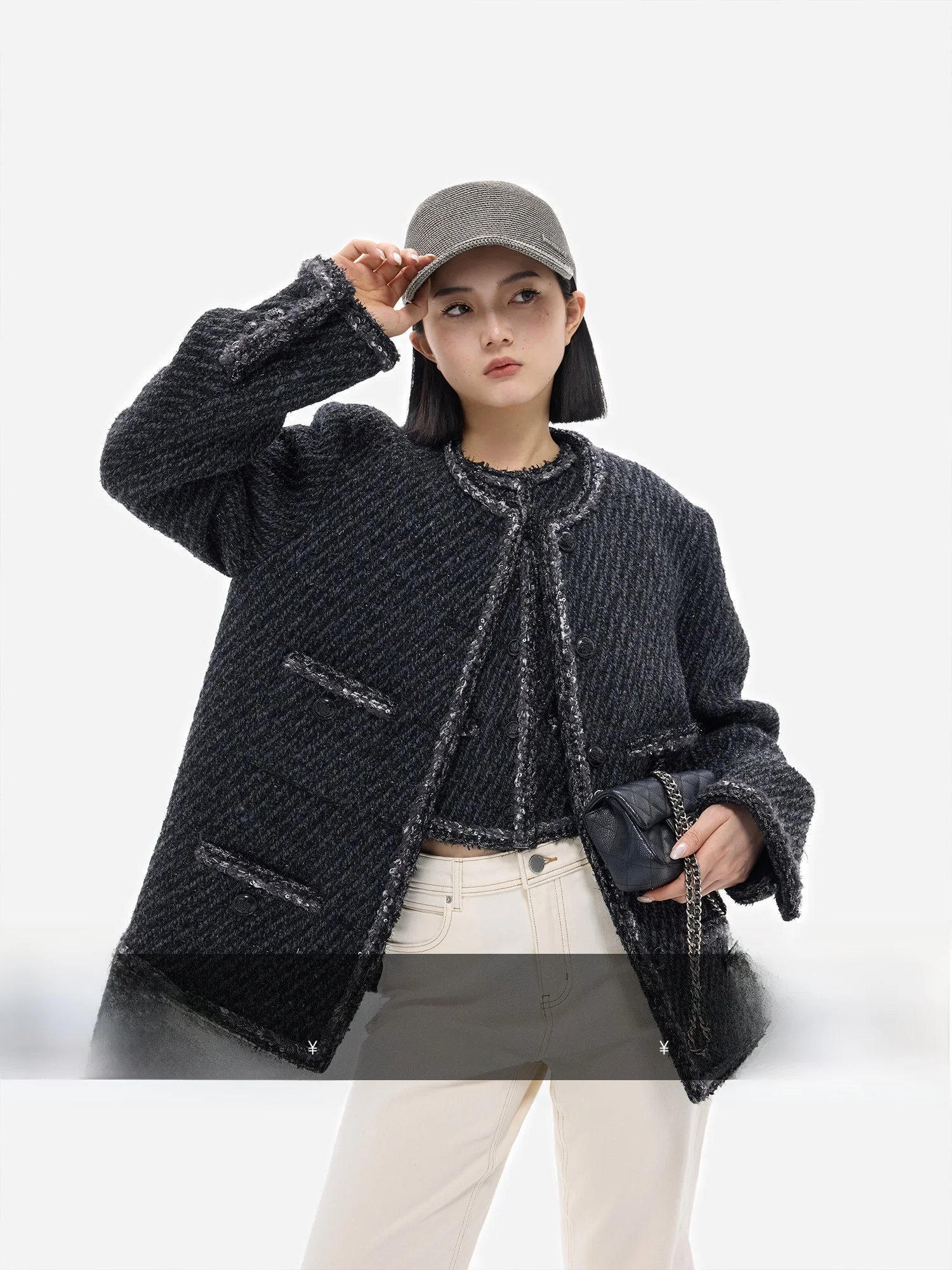 

egu Yue Handmade High Quali Woolen Jaet Vest Set Classic Small Fraance Warm Commute Sle Women's Faion
