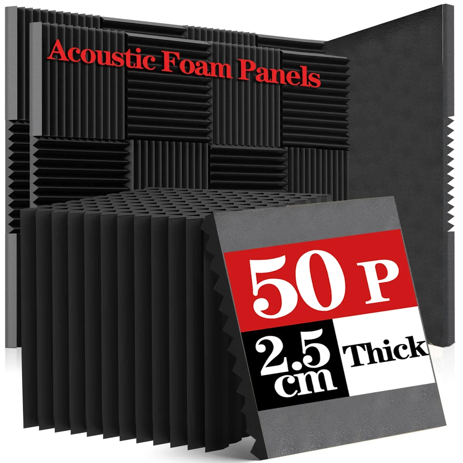 50Pcs 30x30x2.5cm Studio Acoustic Foam Panel Soundproof Wall Noise Protective Foam Sound Absorption Treatment Panel KTV Room