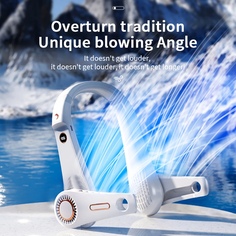 

Summer Wearable Portable Neck Hanging Fan LED Intelligent Display Screen Suitable For Indoor And Outdoor Sports Use