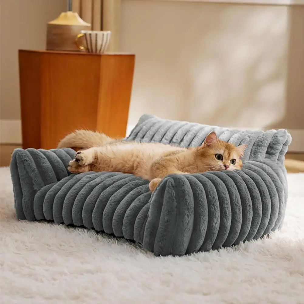Sofá cálido para mascotas, lujosa cama para mascotas con funda lavable de espuma viscoelástica, parte inferior antideslizante para perros, gatos, sofá para dormir cómodo