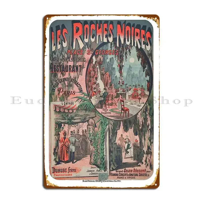 Les Roches Noires Restaurant affiche cartandrab Plaque métallique personnaliser Club personnalisé drôle signe étain signe affiche