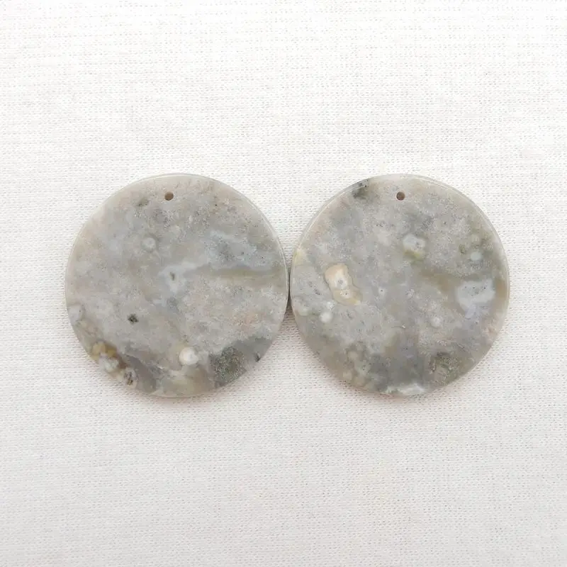 

Natural Stone Ocean Jasper Round Shape Earring Beads 30x3mm 12g Semiprecious Stone Fine Jewelry Women Earrings Accessories