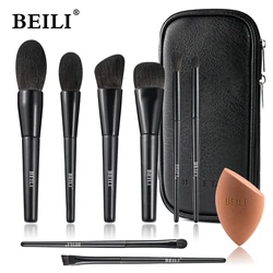 Pennello per trucco nero BEILI 8/12 pezzi adatto per fondotinta blush eyeliner per sopracciglia pennello per dettagli pennello per trucco strumenti di bellezza