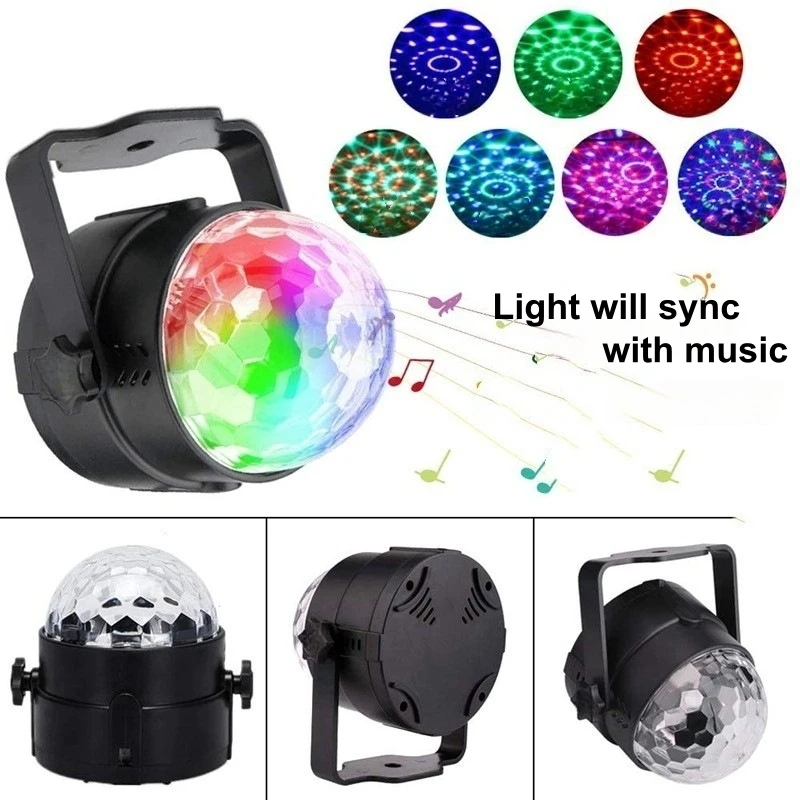 Music Sync LED Stage Disco Light With Remote Control Christmas Atmosphere Rotating Ball Lamp for Party Home KTV DJ Bar Xmas