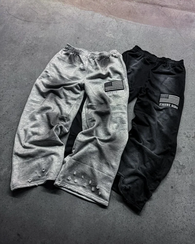 Y2k neue tun alte löcher design casual hosen frauen trend Harajuku mode bestickte hosen Gothic straße hip hop gerade hosen