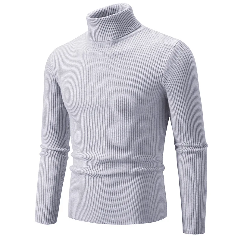 Pulls à col roulé pour hommes, pulls à manches longues, haut décontracté, optique en tricot, épissure Slim Fit, monochromatique, régulier, automne, hiver