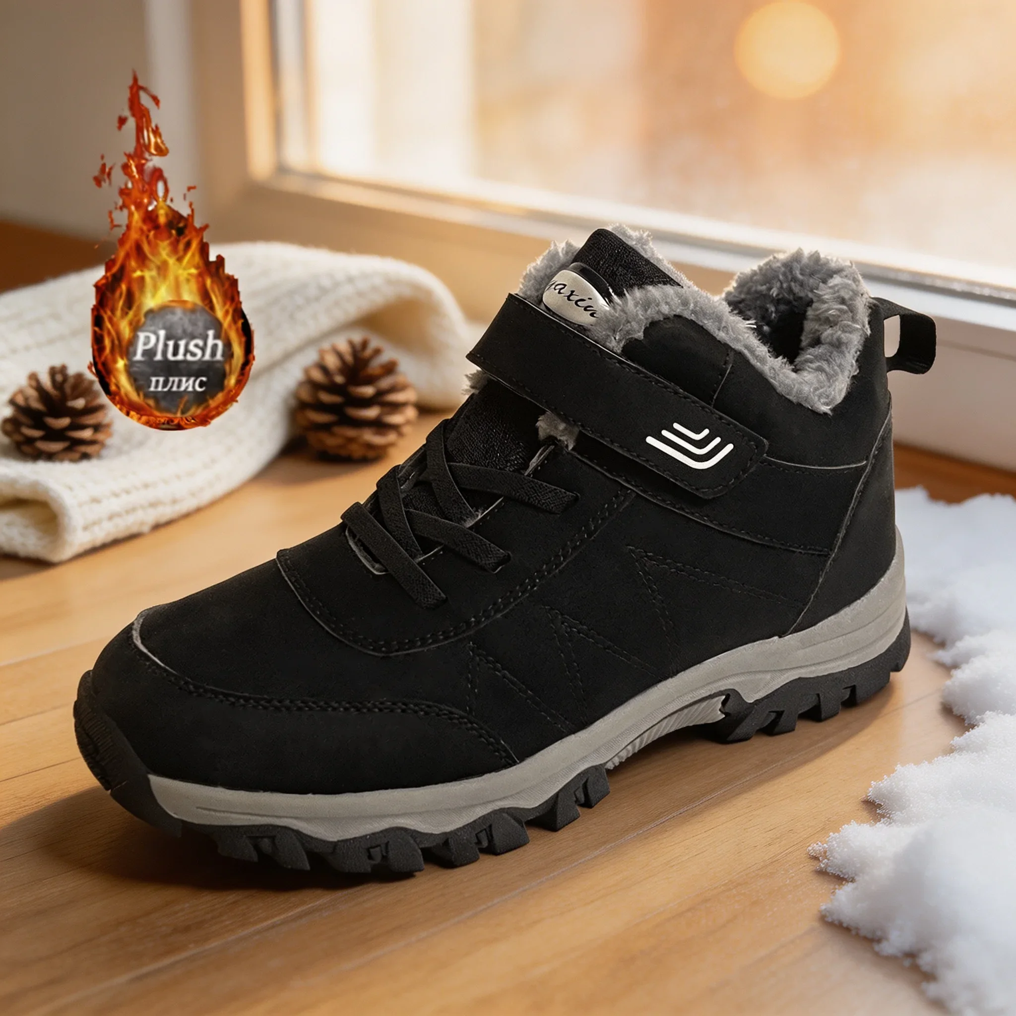 Men's Snow Boots Winter Outdoor Warm with Short Plush Comfortable Winter Boots for Men Women Unisex Snow Boots