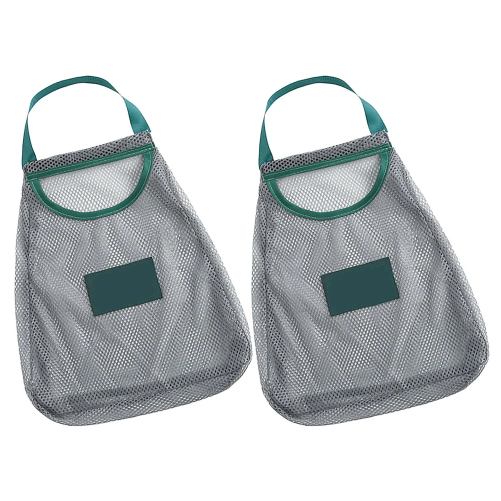

2pcs Vegetable Mesh Bag For Fruit Storage Breathable Hanging Organizer Garlic Ginger Onions Tomatoes Kitchen Produce Polyester