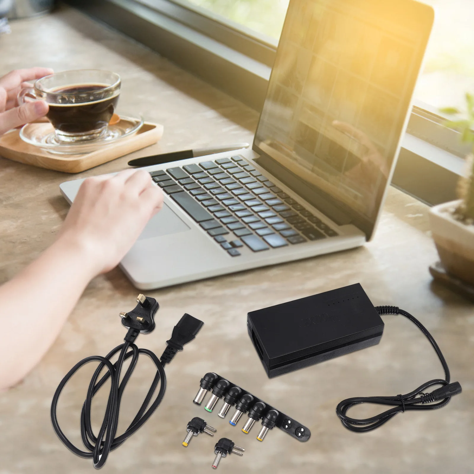 

1 Set Laptop 12V-24V Power Adapter High Quality Pvc Durable Heat Resistant Corrosion Proof Tensile Strong 8 Connector