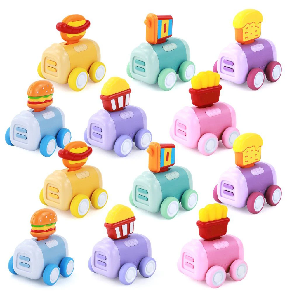 

6 Styles Gourmet Cartoon Q Version Mini Pull-back Car Fries Burger Swing Inertia Toy Dollhouse Boy Toy Children's Birthday Gift