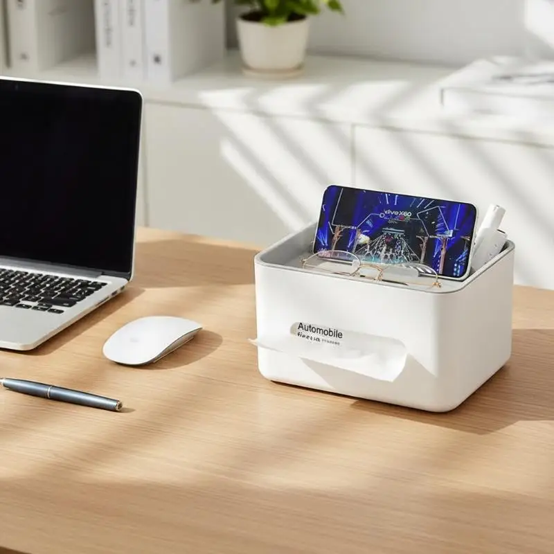 Multifunctional Tissue Box Napkin Holder Desk Organizer Remote Control Sundries Storage For Home Office Use