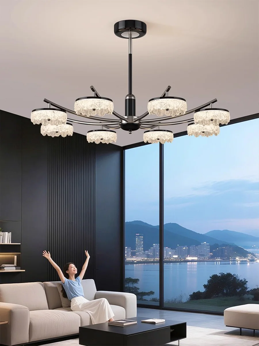 Minimalist living room chandelier Modern light luxury mid-ancient style high-end crystal dining room