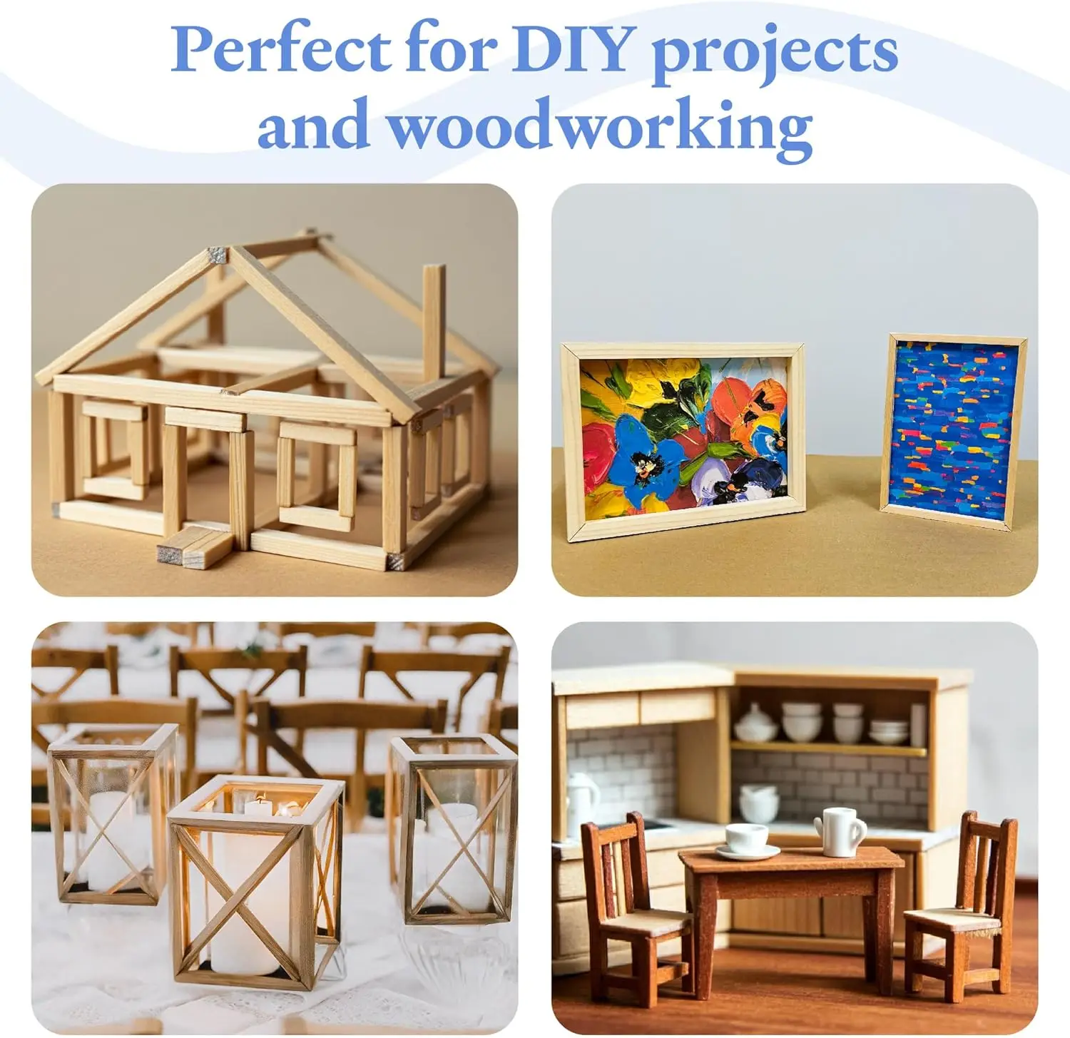 Barras de Madeira Quadradas de 3/4 de Polegada, Comprimento de 48 Polegadas, Pacote com 10 para Artesanato e Modelagem