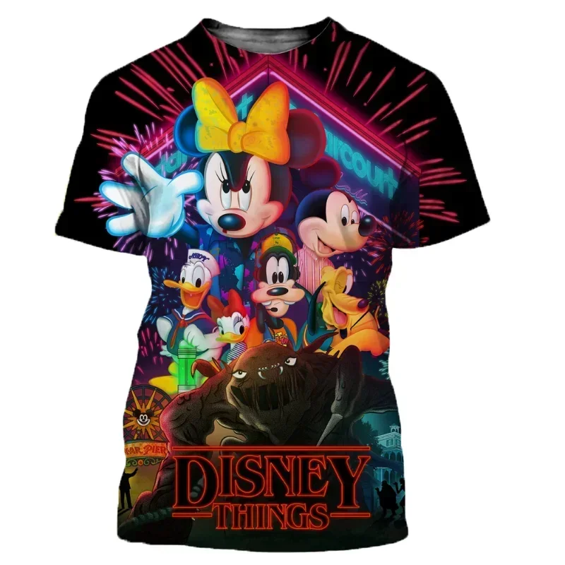 

Disney 2024 Mickey Mouse And Minnie Mouse 3D Printed T-shirt Summer Fun Clothing Design Cartoon T-shirt Men's And Women T-shirt