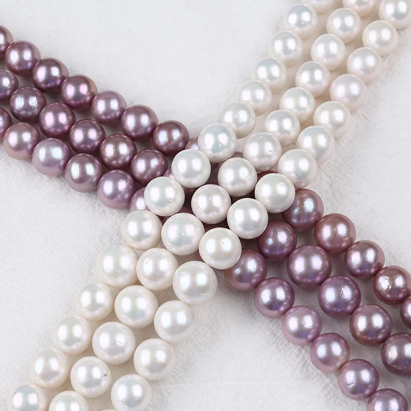 

11-14mm natural white purple color edison pearl real freshwater loose pearls string strand beads