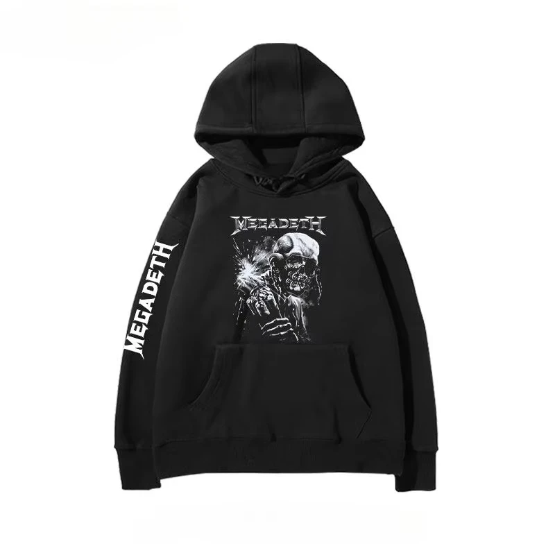 2026 model all-white hooded sweatshirt with unique print design - rock band style clothing