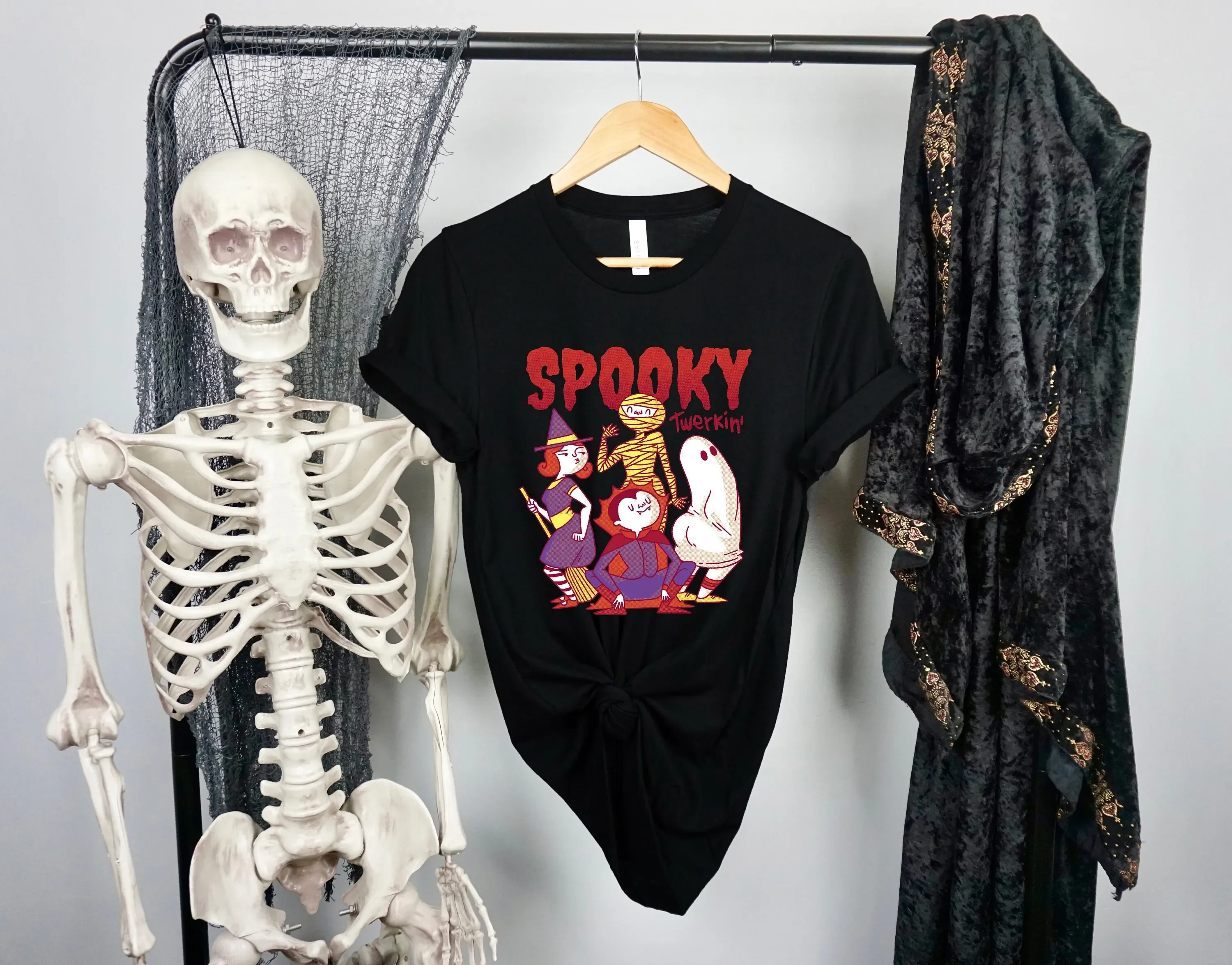 Футболка с персонажами ужасов, Хэллоуин, Тверкинг, вечеринка с призраками, забавная ведьма, жуткий сезон