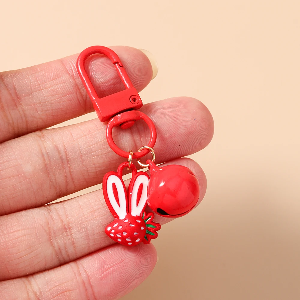 

Aihua Cute Strawberry Rabbit Keychain for Women Rabbit Keyring Car Key Handbag Decor Pendants Ornaments Jewelry Gifts Trinkets