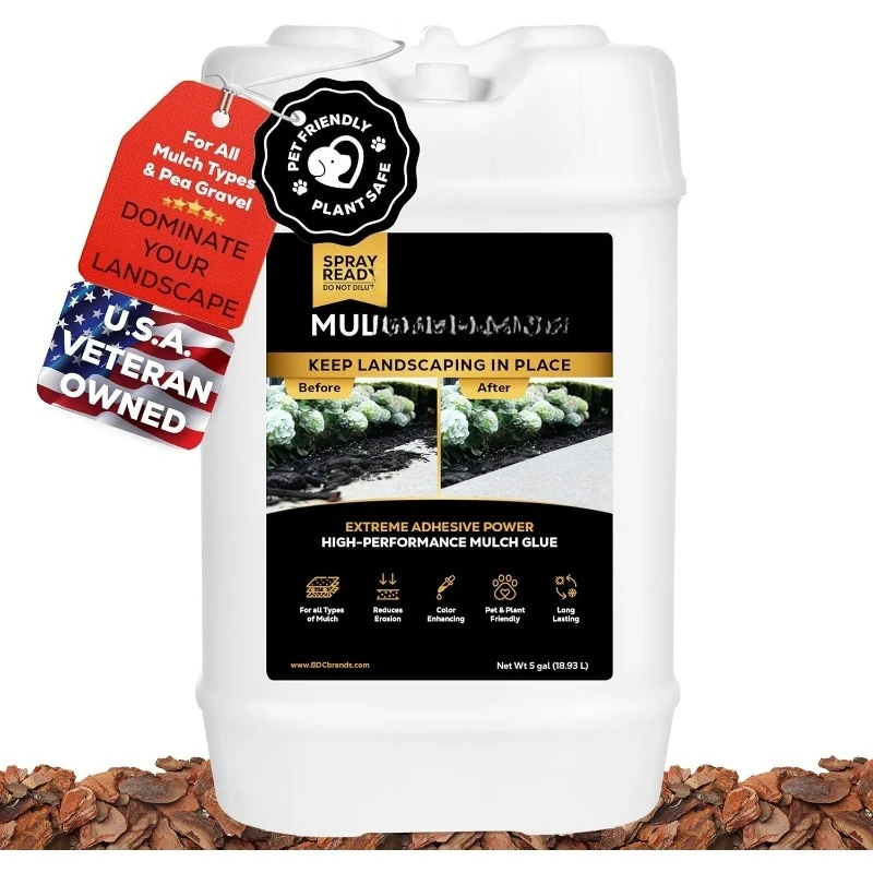 

Mulch Anchor 5 галлонов — стабилизатор Mulch Lock и гравия в горошек, готовый к использованию спрей, работает до 2 лет, быстросохнущий, не Т
