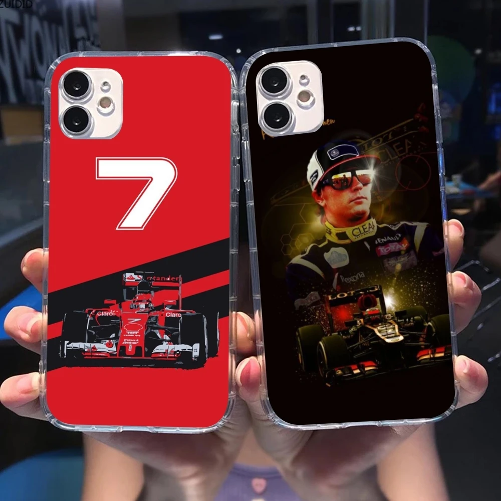 F1 Kimi Raikkonen Mobile Cell Phone Case for iPhone 15 14 13 12 11 X XR XS 8 Pro Max Plus Mini Clear Transparent Cover Shell