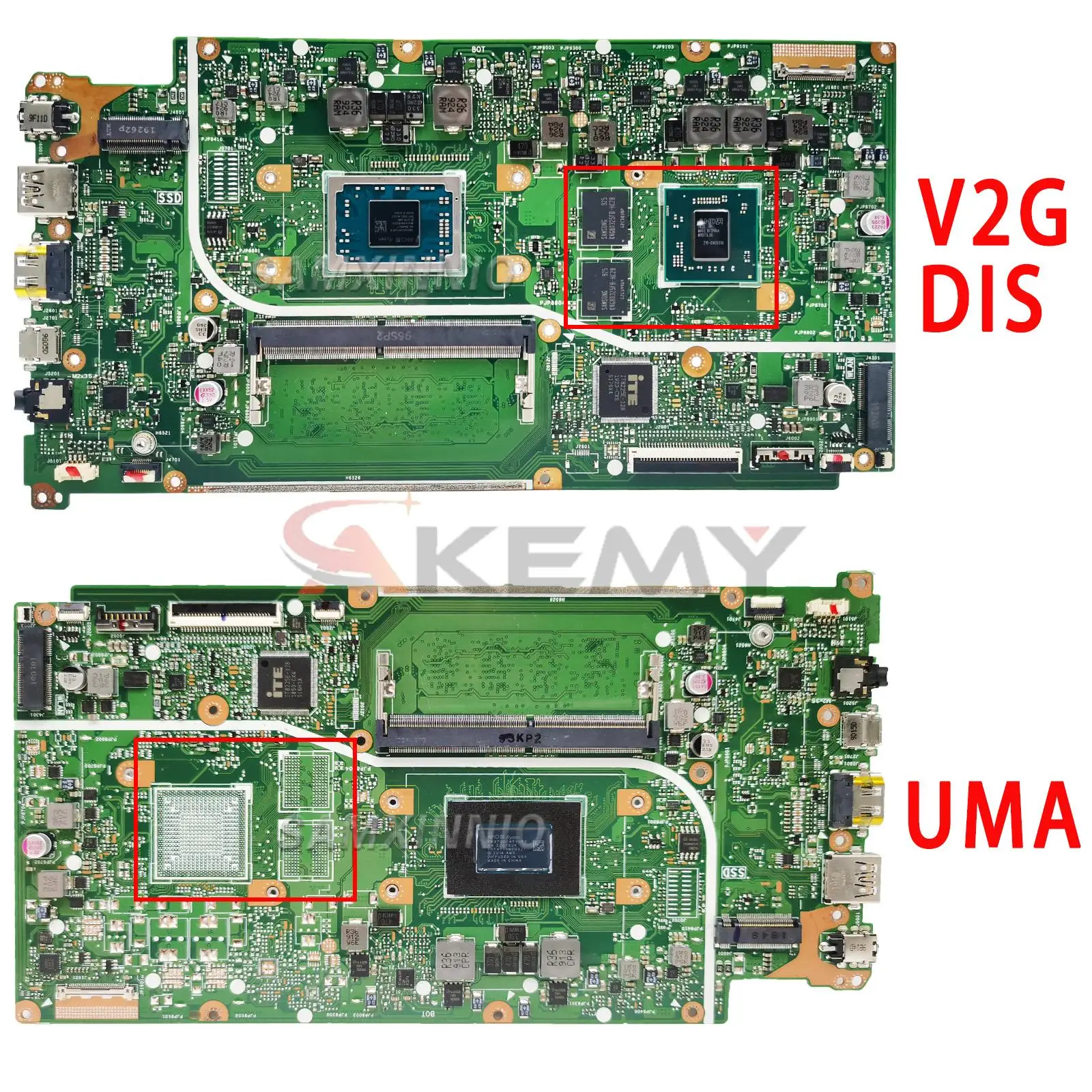 Akemy X512DK Laptop Motherboard For ASUS X512DAU A512DA A512DK M5050DA S512DA X712DA X712DK Mainboard 4GB RAM AMD R3 R5 R7 CPU