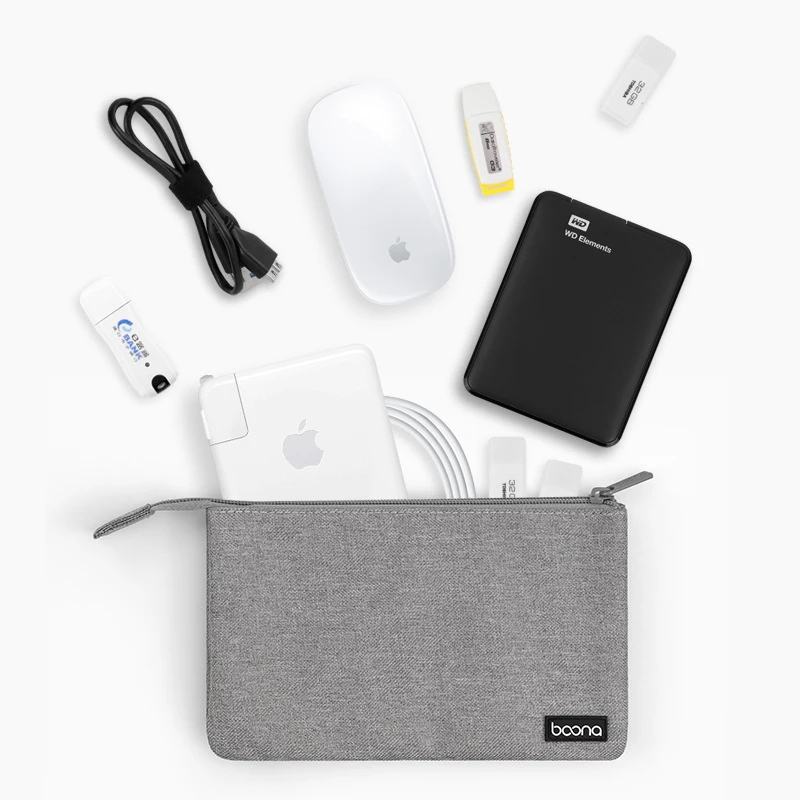 BOONA Dual Multifunctional Digital Accessory Storage Bag Electronic Accessories Organizer Pouch for Apple Power Supply Mouse view 6