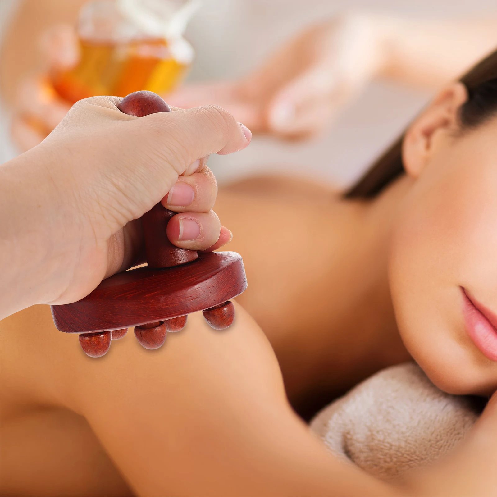 Masajeador corporal de madera, herramienta de relajación ergonómica H, dispositivo de masaje de cuerpo completo, alivio de tensión aromática Manual en forma de pie